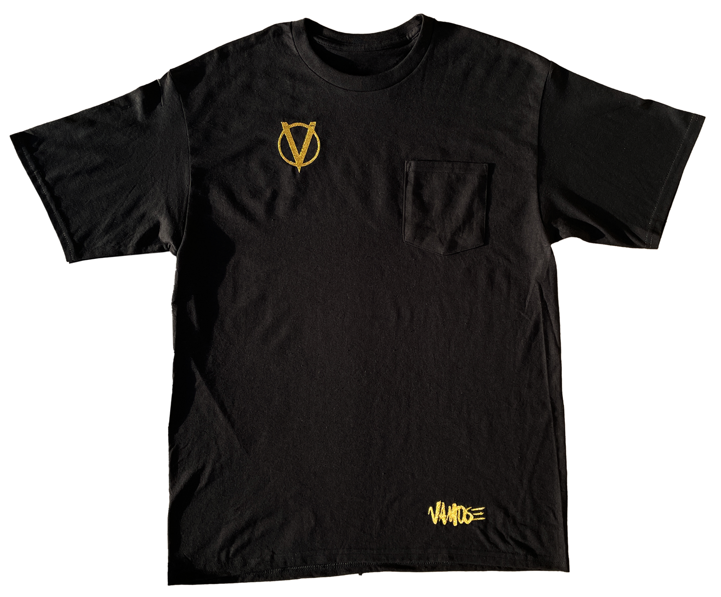 Dripping V Black Pocket - Embroidered Short Sleeve T-Shirt